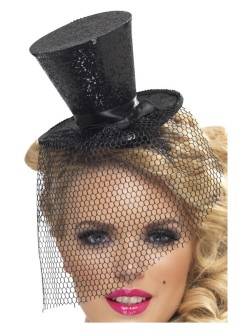 Fever Mini Top Hat on Headband, Black - FV32927