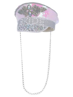 Fever Deluxe Sequin & Pearl Bride Captains Hat - FV53021