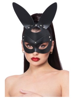 Fever Black Mock Leather Rabbit Mask - FV53006
