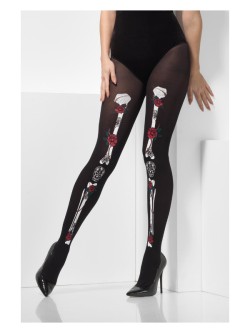 Opaque Day of the Dead Tights, Black - FV43101