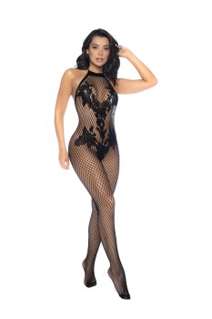 Mapale - Halter And Crotchless Floral Bodystocking - MAP1116