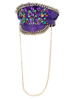 Fever Deluxe Sequin Studded Captains Hat, Purple - FV53023