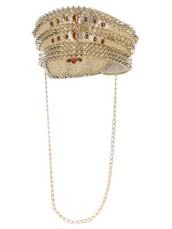 Fever Deluxe Sequin Studded Captains Hat, Gold - FV53019