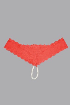 Lace And Open Crotch Pearl String Cheeky - IC7119X
