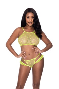 Exposed- Halter Crop Bra & Cheeky Panty Set - MSM315