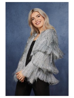 Fever Tinsel Festival Jacket, Silver - FV74002X