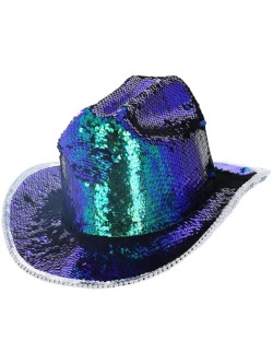 Fever Deluxe Sequin Cowgirl Hat, Iridescent Green - FV53029