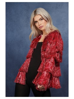 Fever Tinsel Festival Jacket, Red - FV74008X