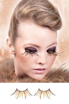 Brown-Gold Feather Eyelashes - BE496