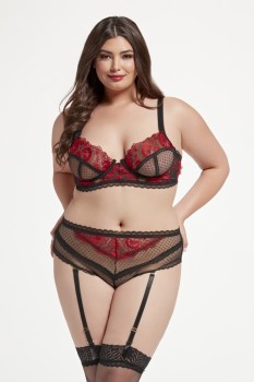 Floral embroidery bra and high waisted panty set - STM11446X