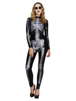 Fever Miss Whiplash Skeleton Costume, Black - FV43838