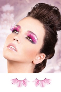 Hot Pink Feather Eyelashes - BE644
