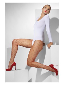 Diamond Net Tights, Red - FV42762