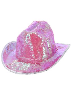 Fever Deluxe Sequin Cowboy Hat, Iridescent Pink - FV53031