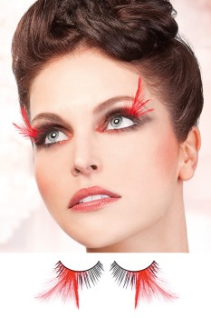 Black-Red Feather Eyelashes - BE624