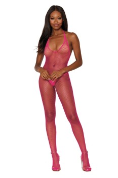 Dreamgirl - Dreamgirl Women’s Diamond Net Fishnet Halter Crotchless Bodystocking  - DG0079N