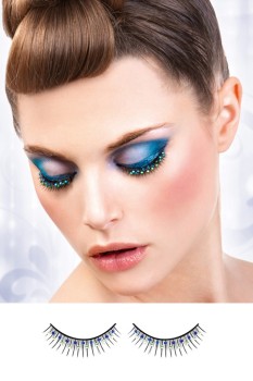 Black-Blue-Green Rhinestone Eyelashes - BE508