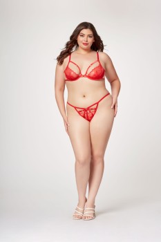 Demi cup bra and panty set with heart ring details - STM11514X