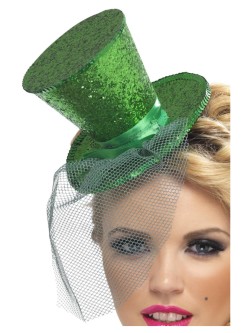 Fever Mini Top Hat on Headband, Green - FV21296