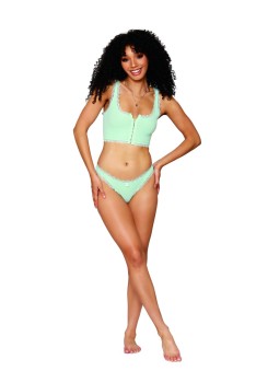 Dreamgirl - Dreamgirl Women's Rib knit sleepwear bralette and thong set - DG12793