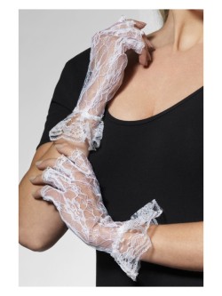 Fingerless Lace Gloves, White - FV25042