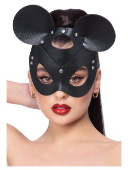 Fever Black Leather Look Mouse Mask - FV53013