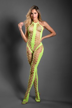 Fantasy Lingerie - UNSTOPPABLE Crotchless rhinestone knit halter bodystocking - FL-SF1005