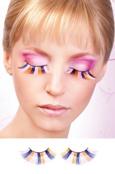 Pink-Blue-Yellow Glitter Eyelashes - BE536