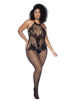 Mapale - Halter And Crotchless Floral Bodystocking - MAP1116X