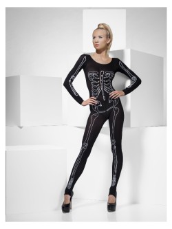 Skeleton Print Bodysuit, Black - FV43572