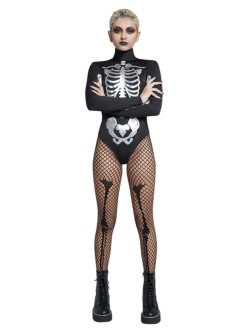 Fever Skeleton Bodysuit, Black & White - FV52184