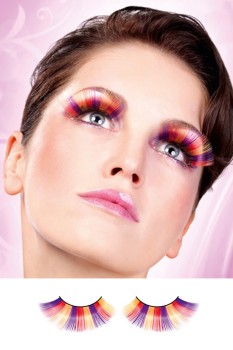 Purple-Orange-Yellow Glitter Eyelashes - BE517