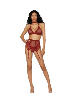 Dreamgirl - Dreamgirl Women's Fishnet and Lace Four-Piece Set - DG11776