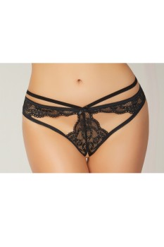 Galloon Lace Open Crotch Panty With Cut Outs - STM10835