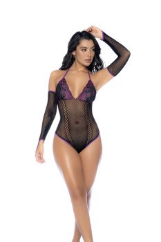 Mapale - Fishnet and Lace Bodysuit Set - MAP1121